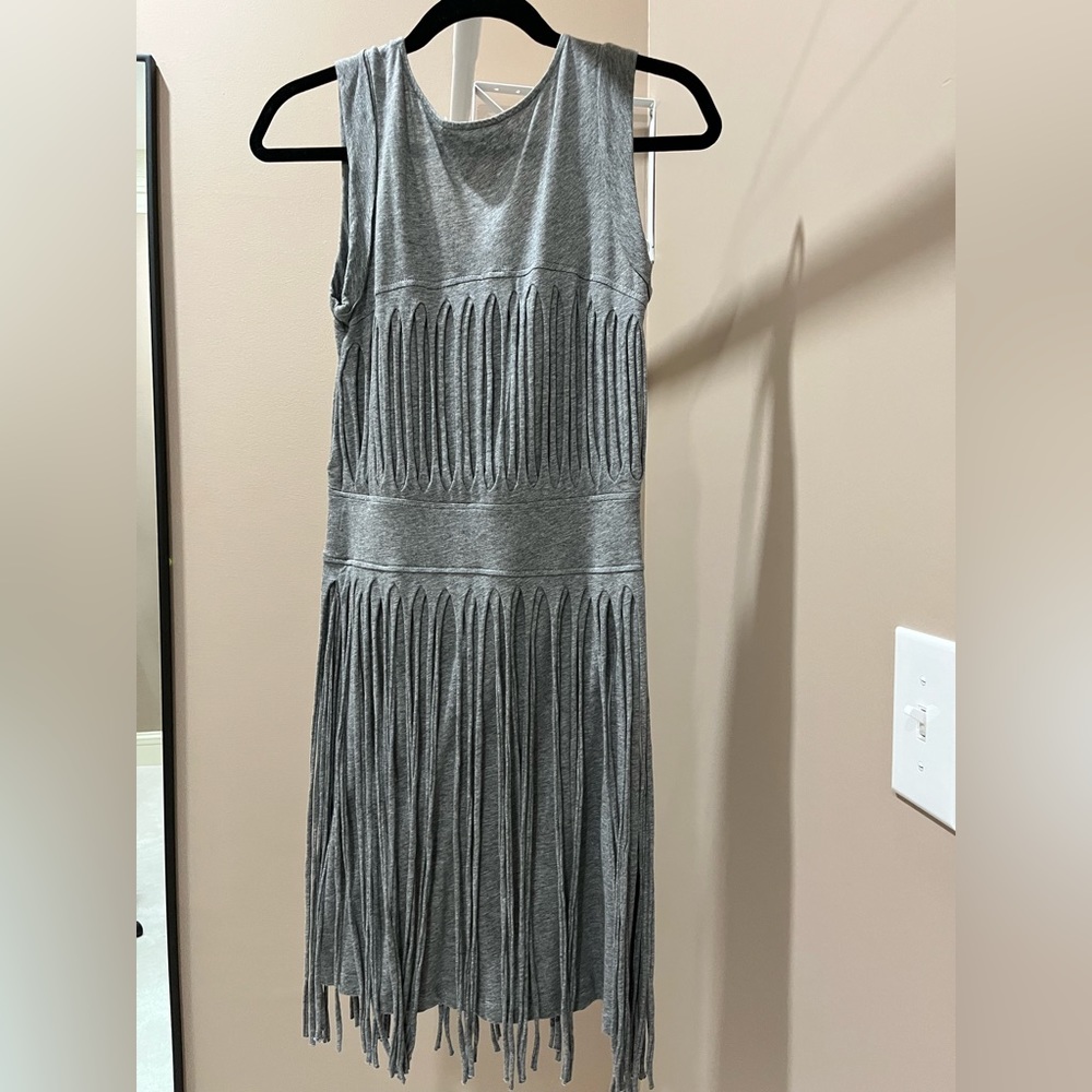 BCBGMaxazria Jersey cutwork fringe dress